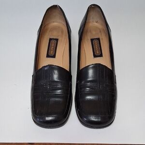Coach Classic Black Leather Slip-Ons